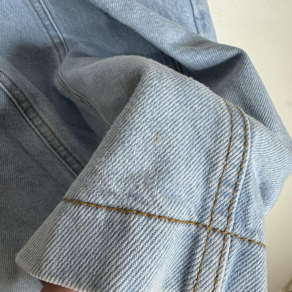Vintage Bongo Dress Womens 5 Light Wash Denim Button Front Crossback Mini 90s - Picture 9 of 11